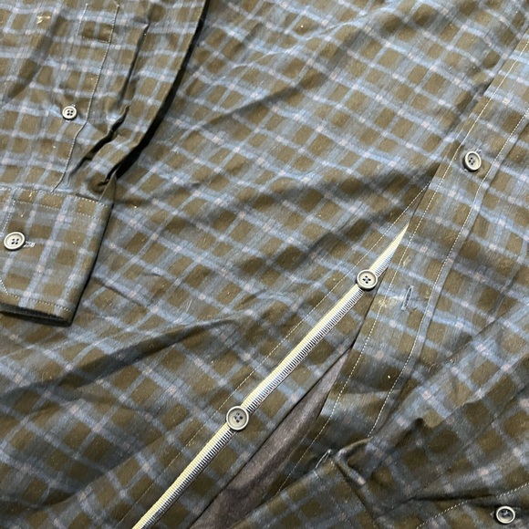 NWT Bugatchi Shaped Fit Blue Checkered Pattern Button Down Shirt- Size L… - Picture 7 of 8